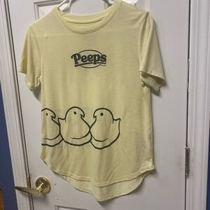 Peeps Womens Shirt Size Medium 7-9 Yellow Black Tee Short Sleeve Easter Peeps